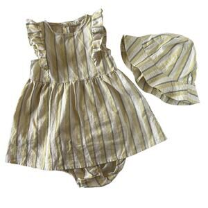 Firsts By Petit Lem Striped Dress & Hat